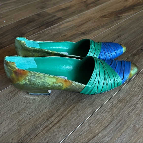 Vintage Versani multi green flats loafers NEW Sz 7 - Picture 3 of 8